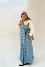 Tamara Soft Denim Printed Dress without shirt - بدون شميز