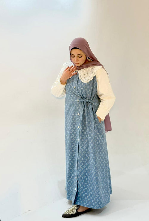 Tamara Soft Denim Printed Dress without shirt